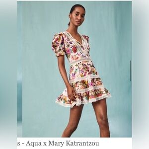 Aqua x Mary Katrantzou floral mini dresss